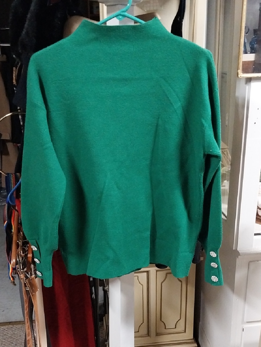 Tahari Emerald Green Knit Mock Neck Sweater - Picture 4 of 4